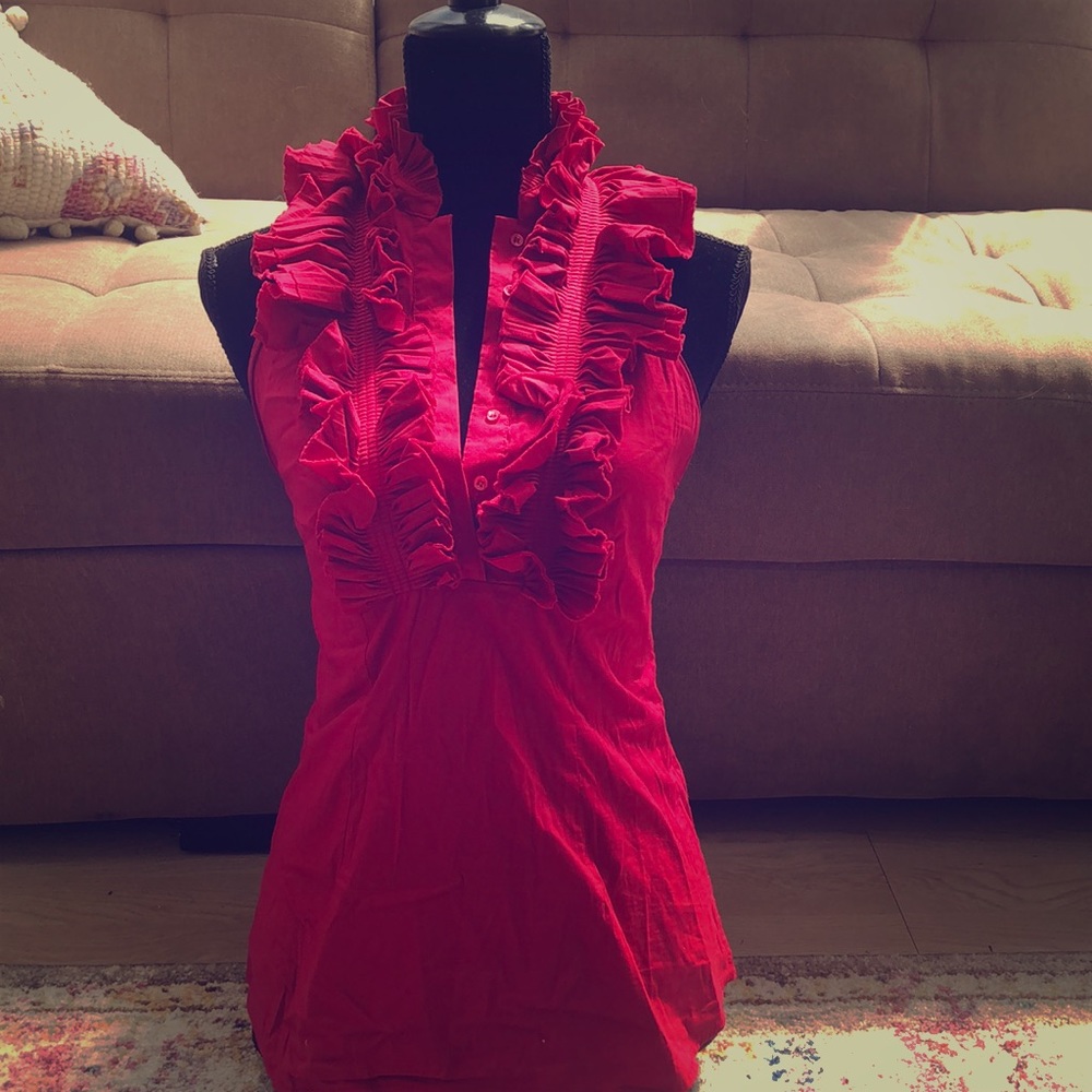 BCBGMaxAzria ruffle halter blouse